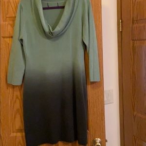 Ladies green ombré sweater dress. Size M